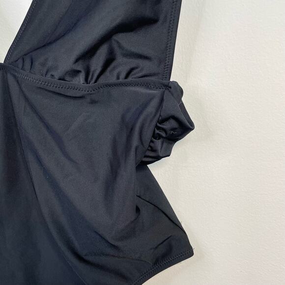Aerie Black Plunge One Piece Swimsuit Swim Bathing Suit womens S Long Tall - Picture 4 of 13
